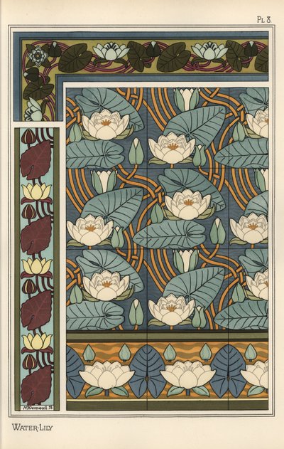 The Water Lily in Wallpaper and Tile Patterns by Eugene Grasset