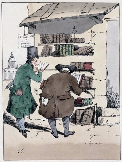 Book shop, rue de Sandstone in the Latin Quarter - in "Souvenirs d