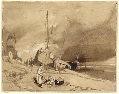Edge of the Beach (Fishing-boats on a Beach, Storm Clouds in the Distance) by Eugene Isabey