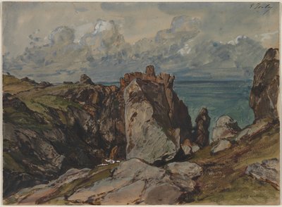 Cliffs by the Sea at Cézembre, Brittany by Eugene Isabey