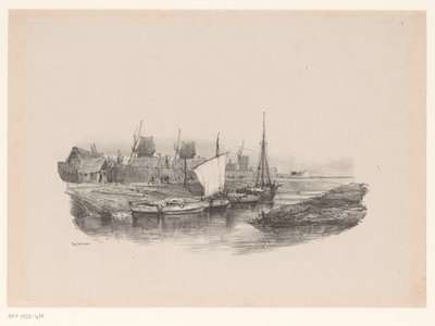 Harbor with Boats and Windmills (Memories of Eugène Isabey) by Eugene Isabey