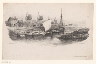 Harbor with Boats and Windmills Bord de Canal Memories of Eugène Isabey (series title) by Eugene Isabey