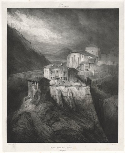 Picturesque and Romantic Journeys in Old France: Auvergne (vol. II): St. John Church, Thiers, Plate 129 by Eugene Isabey