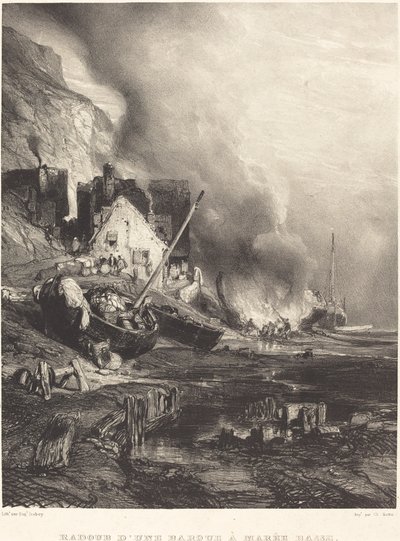 Repairing a Boat at Low Tide by Eugene Isabey