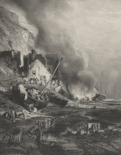 Refitting of a Ship at Low Tide, 1833 by Eugene Isabey