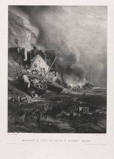 Six Marines: Refitting of a Boat at Low Tide by Eugene Isabey