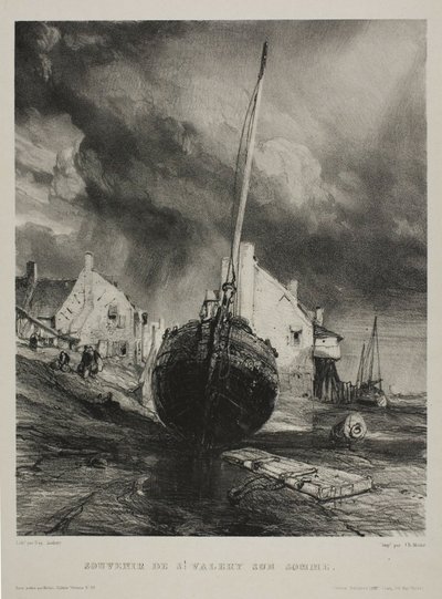 Souvenir of St. Valéry-sur-Somme (plate three from Six Marines) by Eugene Isabey