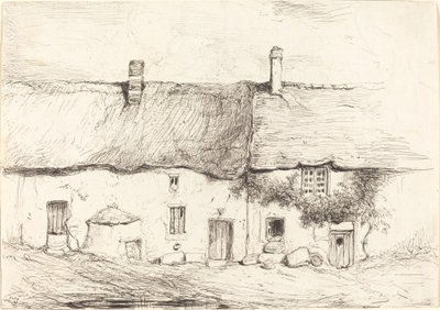 Two Cottages by Eugene Isabey