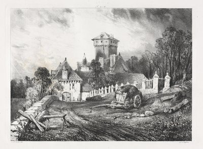 Picturesque and Romantic Voyages in Old France, Auvergne: Château de Pesteil at Polminhac by Eugene Isabey