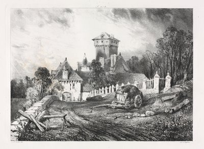 Picturesque and Romantic Voyages in Old France, Auvergne: Château de Pesteil at Polminhac by Eugene Isabey