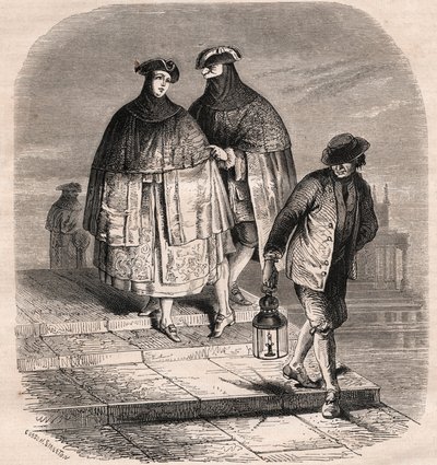 The Lantern Door in Venice in the 18th century - Drawing by Viollat by Gaetano Zompini (1700-1778) - The Trades of Venice by Eugene Joseph (after) Viollat