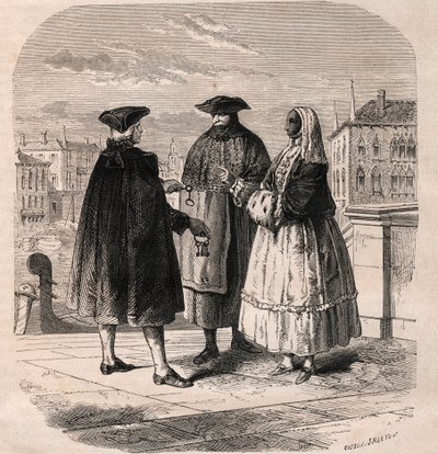 The renter of the theatre rooms in Venice - drawing by Viollat by Gaetano Zompini (1700-1778) - The Trades of Venice by Eugene Joseph (after) Viollat