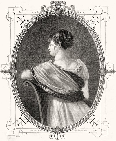 Portrait of Madame Recamier engraved by Antoine Auguste Ernest Hebert by Eugene Joseph Viollat