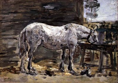 A Horse Drinking, c.1885-90 by Eugene Louis Boudin