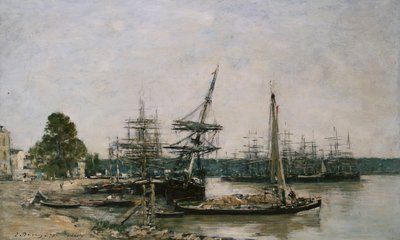 Boat Moorings on the Garonne, Bordeaux by Eugene Louis Boudin