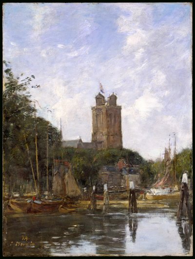 Dordrecht, the Grote Kerk from the Canal, 1884 by Eugene Louis Boudin