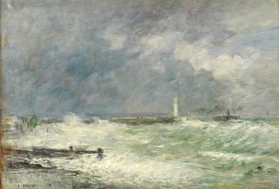 Entrance to the Harbour at Le Havre in Stormy Weather by Eugene Louis Boudin