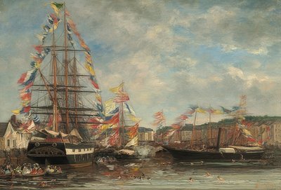 Festival Day in the Port of Honfleur, 1858 by Eugene Louis Boudin