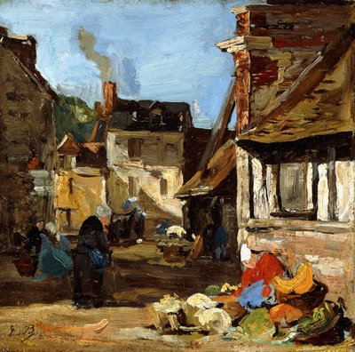 Honfleur, Saint-Catherine market place by Eugene Louis Boudin