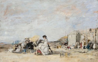 Lady in White on the Beach at Trouville by Eugene Louis Boudin