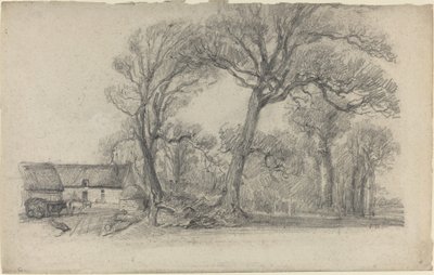 Landscape with Trees, Cottage, and Farm Wagon by Eugene Louis Boudin