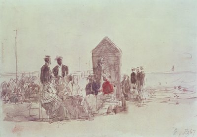 People on the Beach at Deauville by Eugene Louis Boudin