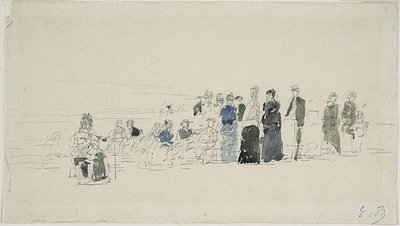 Petticoats on the Beach (recto); Breton Women on the Beach (verso) by Eugene Louis Boudin