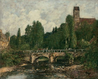 Saint-Cenery, the Church and the Bridge by Eugene Louis Boudin
