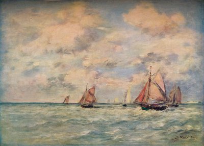 Sortie Des Barques A Trouville, 19th century by Eugene Louis Boudin
