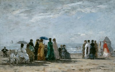 The Beach at Trouville by Eugene Louis Boudin