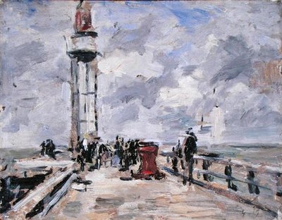 The Jetty and Lighthouse at Honfleur, c.1885-90 by Eugene Louis Boudin