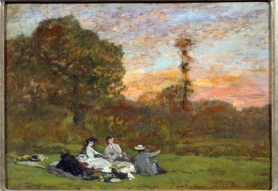 The breakfast on the grass by Eugene Louis Boudin