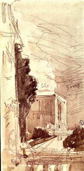 The terrace of a chateau by Eugene Louis Boudin