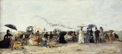 Trouville, Beach Scene by Eugene Louis Boudin