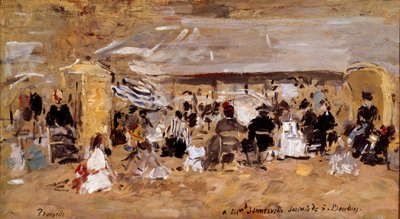 View of the Beach of Deauville in Normandy by Eugene Louis Boudin