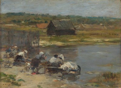 Washerwomen at the Edge of the Pond by Eugene Louis Boudin