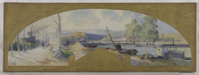 Sketch for the Issy-les-Moulineaux town hall: La Seine à Issy-les-Moulineaux, circa 1901 by Eugene Louis Gillot