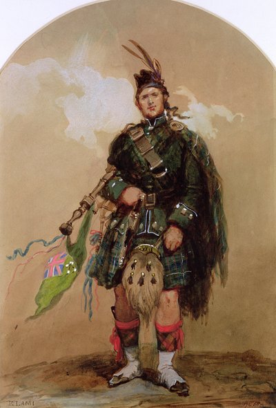 A Piper of the 79th Highlanders at Chobham Camp by Eugene Louis Lami