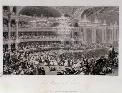 Ball mask organized at the Opera de Paris. Engraving by Eugene Louis Lami, 1843 by Eugene Louis Lami