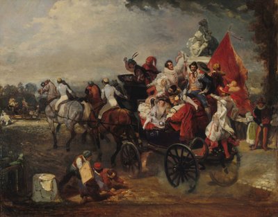 Carnival scene, Place de la Concorde by Eugene Louis Lami