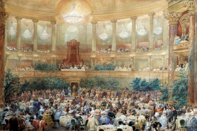 Dinner Offered by Napoleon III to Queen Victoria in the Opera Room of Versailles on August 25 by Eugene Louis Lami