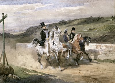Horace Vernet and his Children Riding in the Country by Eugene Louis Lami