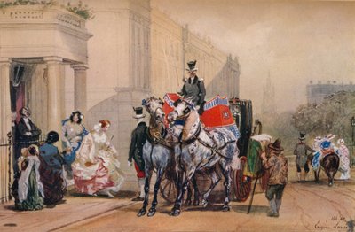 Ladies Entering Their Carriage in Belgrave Square by Eugene Louis Lami