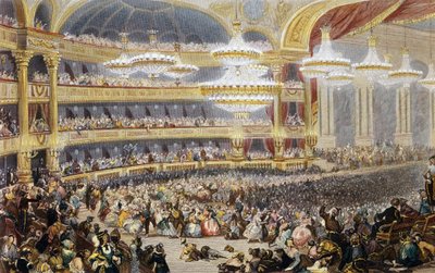 Masked ball at the Paris Opera in the 19th century. Engraving by Eugène Lami (1800 - 1890) by Eugene Louis Lami