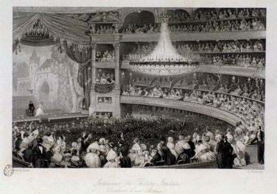 Ovation of an actor during a performance at the Theatre des Italians in Paris. Engraving by Eugene Louis Lami (1800-1890) 1843 Private collection by Eugene Louis Lami