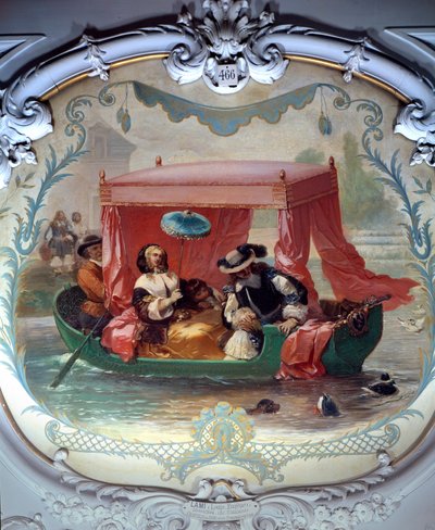 Walk on the Water. Boat with Canopy (Painting by Eugene Louis Lami) by Eugene Louis Lami