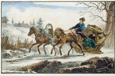 Troika Kibitka by Eugéne Pluchart