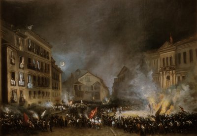 Episode of the Revolution of 1854 in Puerta del Sol in Madrid by Eugenio Lucas Velázquez
