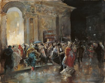 Arriving at the Theatre on a Night of a Masked Ball by Eugenio Lucas Villaamil