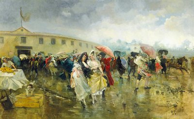 Outside the Plaza de Toros, Madrid, 1897 by Eugenio Lucas Villamil